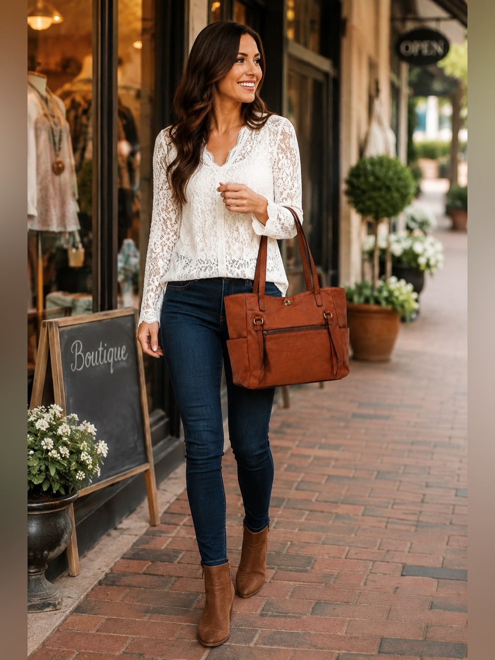 Bueno Brown Leather-Look Tote Bag